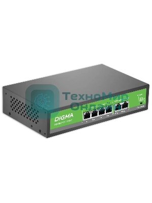 Коммутатор Digma DSP204F-2F-T80 DSP204F-2F-T80 V1 (L2) 6x100 Мбит/с 4PoE 4PoE+ 80W неуправляемый