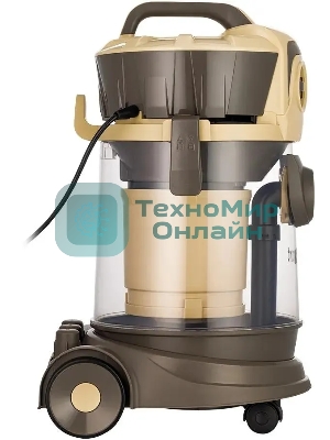 Пылесос Kitfort КТ-5192 золотистый/черный, 1000 Вт, уборка сухая/сбор жидкости, пылесборник контейнер/аквафильтр, 15 л