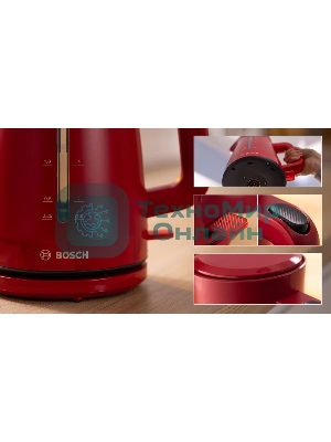 Чайник электрический Bosch TWK3M124 1.7 л, темно-красный