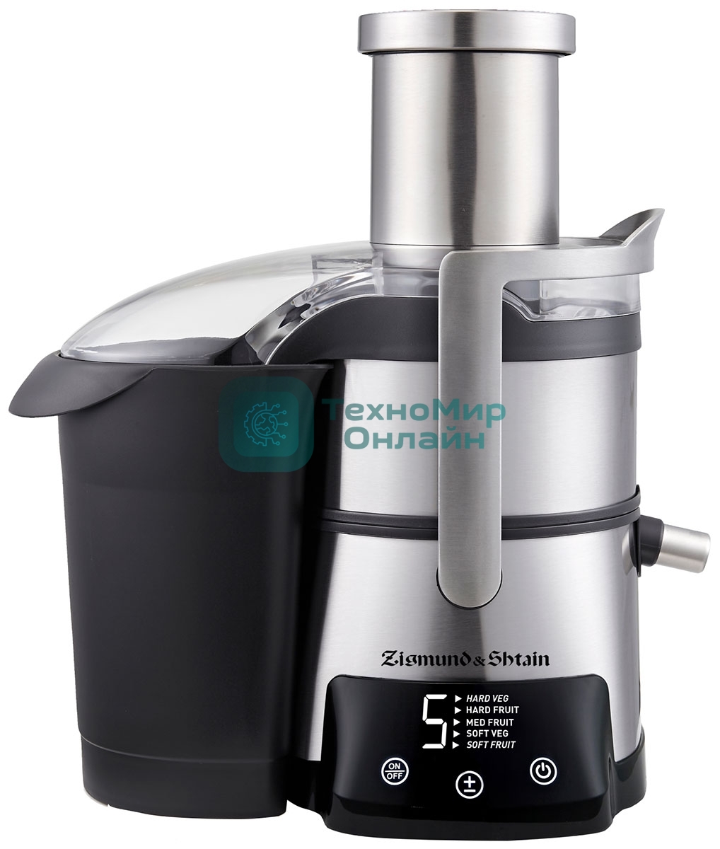 Соковыжималка Zigmund & Shtain EJ-755 стальной, центробежная, 1500 Вт, 800 мл, электронное