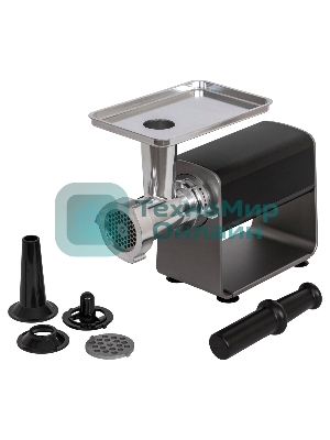 Мясорубка электрическая Pioneer MG225 черный, 3000 Вт, 3.0 кг/мин, реверс, защита от перегрузки, насадки - 4