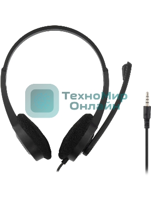 Гарнитура проводная с микрофоном Оклик HS-M600 черный 1.8м накладные оголовье (1900372)