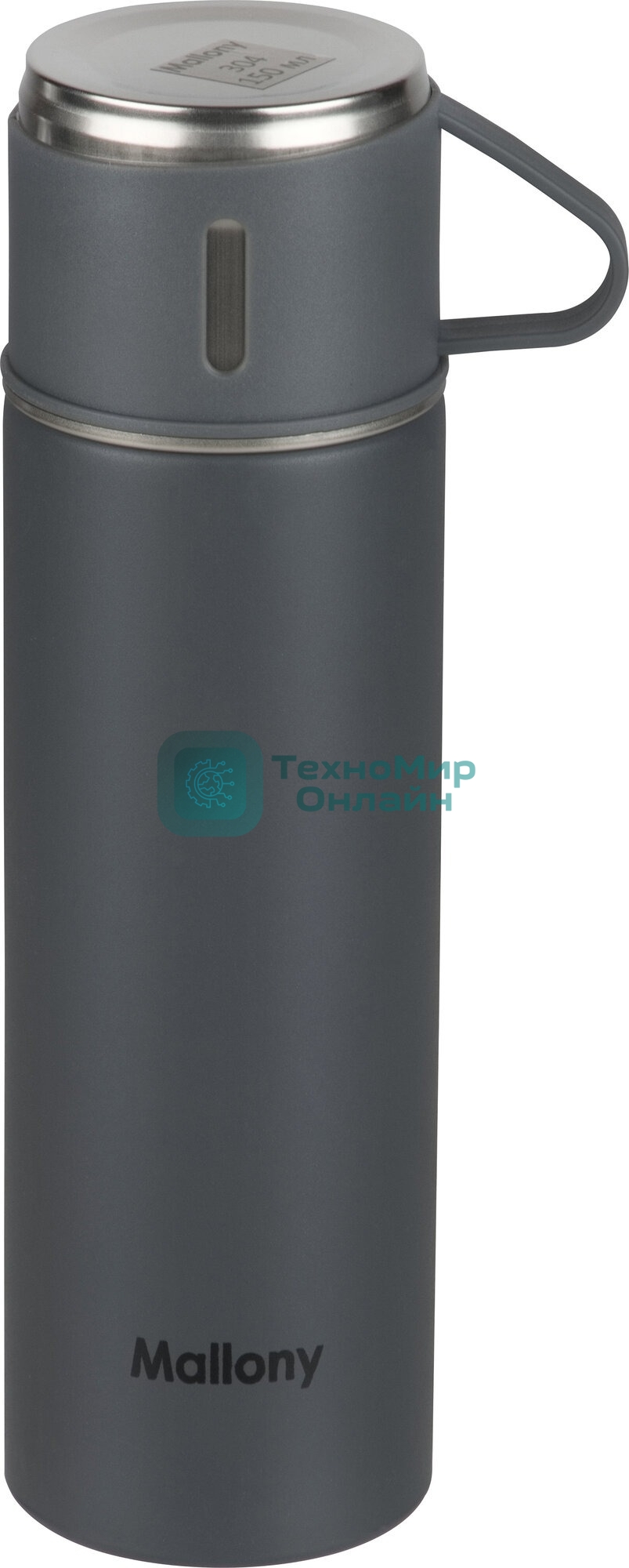 Набор термос + термокружки MALLONY FESTA 0,5 л, серый, (3 кружки)