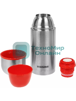 Термос Starwind 20-750 0.75 л. серебристый/красный, картонная коробка