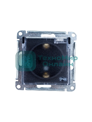 Механизм розетки 1-м СП AtlasDesign Aqua 16А IP44 с заземл. защ. шторки с прозрачной крышкой карбон SchE ATN441046