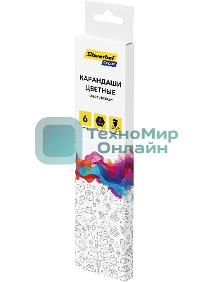 Карандаши цветные Silwerhof Color 2.6 мм, шестигранный профиль, пластик, ассорти, 6 цветов, коробка с европодвесом