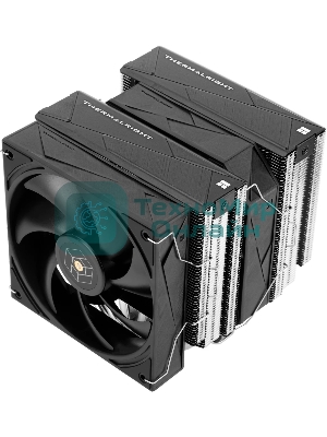 Кулер для процессора Thermalright Royal Pretor 130 (4-pin PWM, 158мм, Ni/Cu, 6x6мм, 1x120+1x130мм, 80.45CFM/81.88CFM, 29.4dBA/28.3dBA, 2150PM/1750RPM, S: 1200, 1700, 1851, 2011, 2066, 115X, AM4, AM5, silver, black)