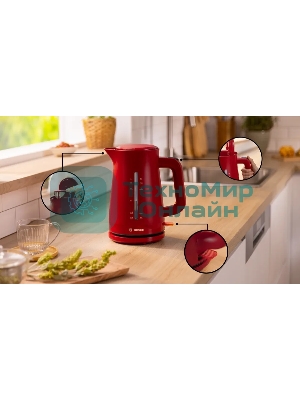 Чайник электрический Bosch TWK3M124 1.7 л, темно-красный
