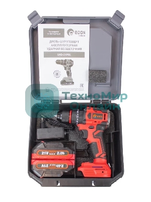 Дрель-шуруповерт Edon UAD-21PBL, 21 В, 2 Ач, 40 Нм, бесщеточный