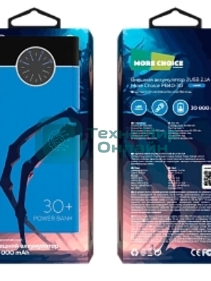 Портативный аккумулятор More choice (4610196406775) PB40-30 30000mAh Blue