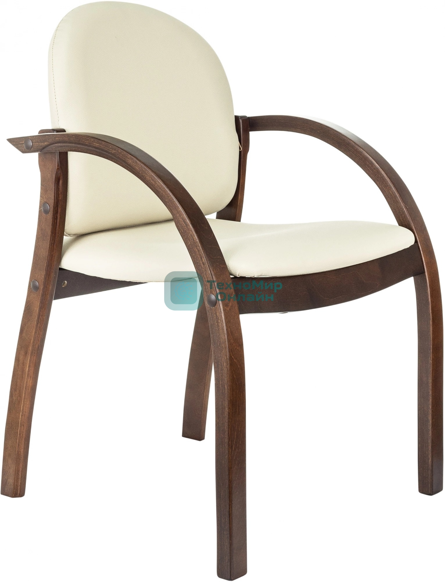 Стул Бюрократ ДЖУНО светло-бежевый, эко.кожа, на ножках дерево