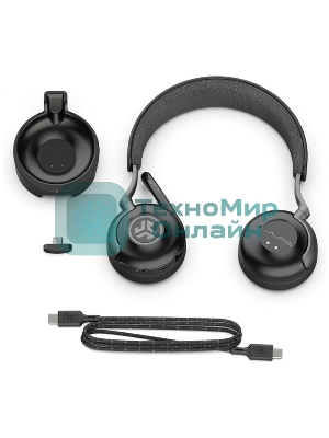 Гарнитура JLab Epic Work ANC Wireless Duo with Stand чёрный, беспроводная, Bluetooth/радиоканал/USB-C, ANC (шумоподавление), до 9 м, в комплекте подставка