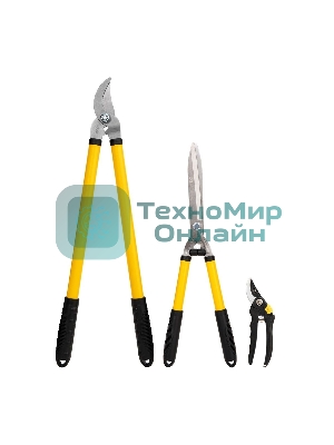 Набор сучкорез, кусторез, секатор Deli DL580003 Набор из трех предметов. Сталь 55С. Термообработанная поверхность. Ручка с полипропиленновым покрытием.