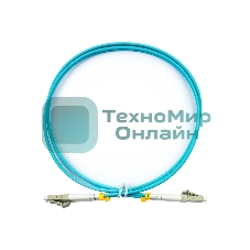 Комм. шнур оптический Cabeus Tight Buffer, Duplex LC/LC, OM3 50/125, LSZH, 25м, d= 3мм, серый хвостовик, аква