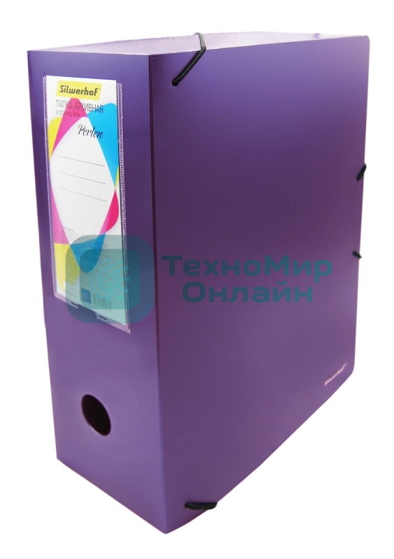 Папка архивная на резинке Silwerhof Perlen 311915-73 полипропилен 1мм, корешок 100мм, A4 сиреневый металлик