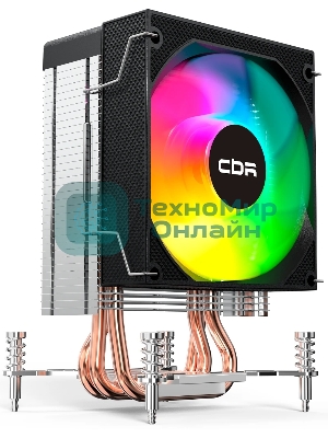 Кулер для процессора CBR CBR-CC-3160-RGB-PWM Al+Cu, 3 heat pipes, Socket 775/1366/1155/1156/1150/1151/1200/1700/AM2/АМ2+/АМ3/AM3+/FM1/FM2/AM4/AM5, TDP 160W, 90mm Fan, 2600RPM, HB, RGB, PWM, 32db