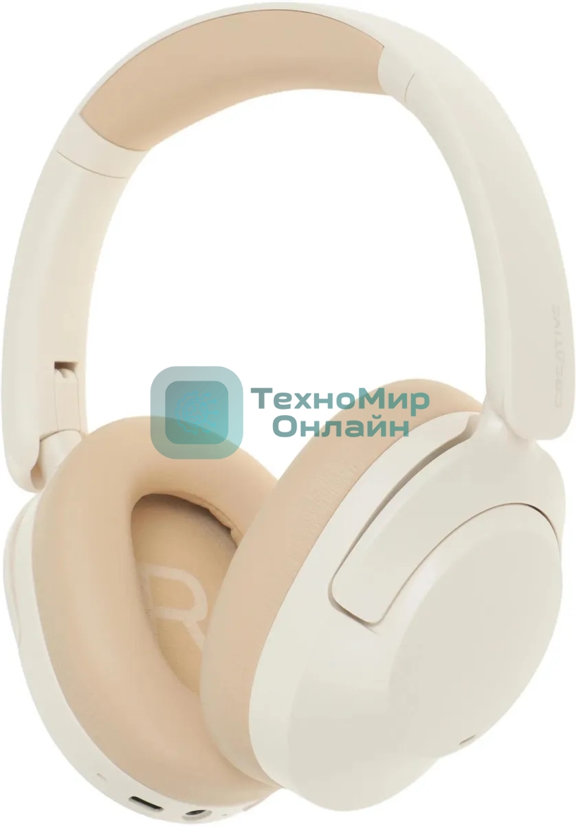 Беспроводные/проводные наушники Creative Zen Hybrid 2 бежевый, полноразмерные, Bluetooth + проводной, активное шумоподавление