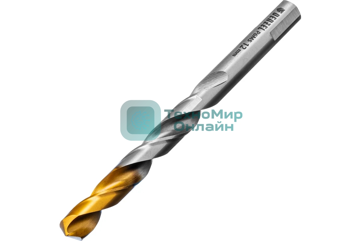 Сверло спиральное по металлу Denzel 12 x 151мм, Р6М5, Golden Tip