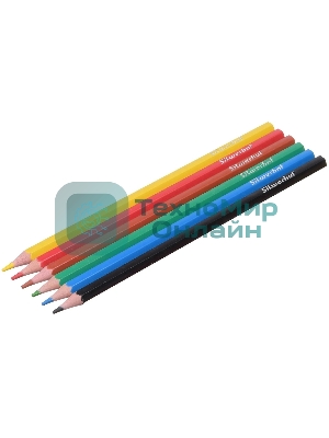 Карандаши цветные Silwerhof Color 2.6 мм, шестигранный профиль, пластик, ассорти, 6 цветов, коробка с европодвесом
