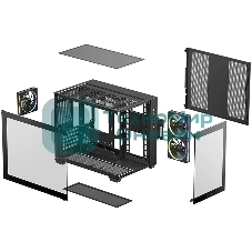 Компьютерный корпус Deepcool CG330 3F без БП, боковое окно (панорама), 3x120мм ARGB PWM вентилятора, черный, mATX