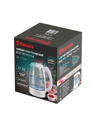 Чайник электрический Sakura SA-2733W белый, 1,7 л., 2200 Вт