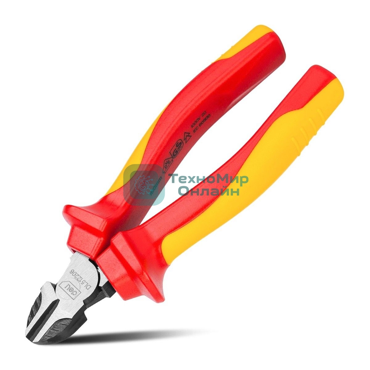 Диэлектрические диагональные бокорезы Deli DL512206 160мм, сталь Cr-V, сертификат VDE для работ под напряжением до 1000 В