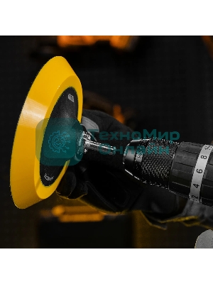 Тарелка опорная Denzel для дрели и УШМ с липучкой, 150 мм, мягкая, с адаптером c М14 на d8