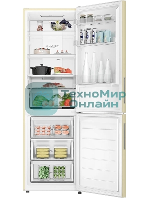 Холодильник Haier CEF536CCG бежевый двухкамерный 240/105 л морозилка снизу, No Frost