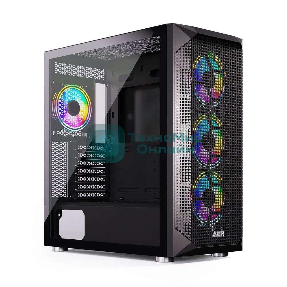 Компьютерный корпус ABR Quantum черный (1хUSB Type-C, 2хUSB 2.0, HD Audio, 4xRGb Fan, ATX, E-ATX)