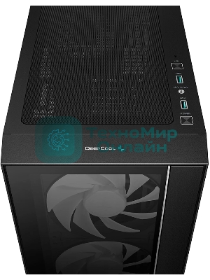 Компьютерный корпус Deepcool MATREXX 55 V4 без БП, боковое окно (закаленное стекло), 3xARGb LED 140мм вентилятора спереди, 1xARGb LED 120мм вентилятор сзади, черный, ATX