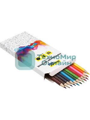 Карандаши цветные Silwerhof Color 2.8мм, шестигранный профиль, дерево, ассорти, 12 цветов, коробка с европодвесом