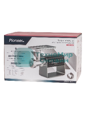 Мясорубка электрическая Pioneer MG225 черный, 3000 Вт, 3.0 кг/мин, реверс, защита от перегрузки, насадки - 4