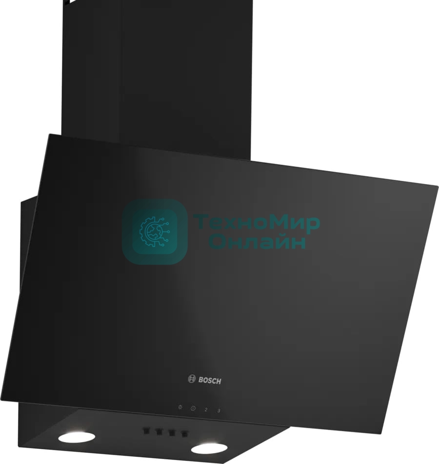 Вытяжка наклонная Bosch DWK63PJ60T 360 м3/ч, 60см, черный, Push buttons