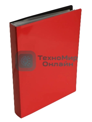 Папка с 100 прозрачными вкладками Бюрократ DeLuxe DLVBOX100RED A4, пластик, 0.7мм, красный в коробе