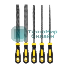 Набор напильников Deli DL352085 5шт Корпус напильника изготовлен из инструментальной стали T12. Обрезиненная платиковая ручка.