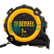 Рулетка Denzel 5 м х 32 мм, автоматич. фиксац., нейлон. покрытие, магнит. зацеп, двухстор. разметка