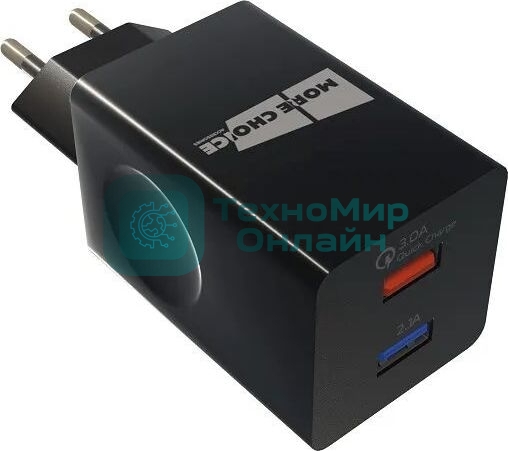 Сетевое зарядное устройство MORE CHOICE (4627151195100) NC55QCm QC3.0 черный