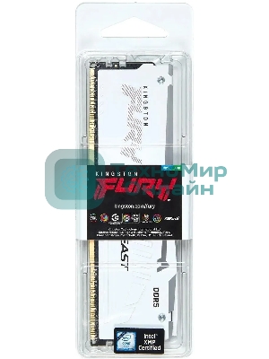 Оперативная память Kingston Fury Beast, DDR5, 32Gb (1x32Gb), 6000MHz, CL36, DIMM, радиатор, RGb, белый