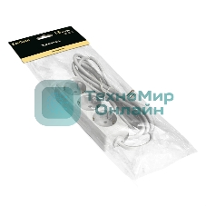 Удлинитель ExeGate ECE-3-1.8W (EX285803RUS), белый, 1.8 м, евровилка с заземлением, 3 евророзетки с заземлением, 2200 Вт