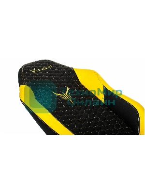 Кресло Knight Neon черный/желтый, экокожа, 120 кг, механизм качания