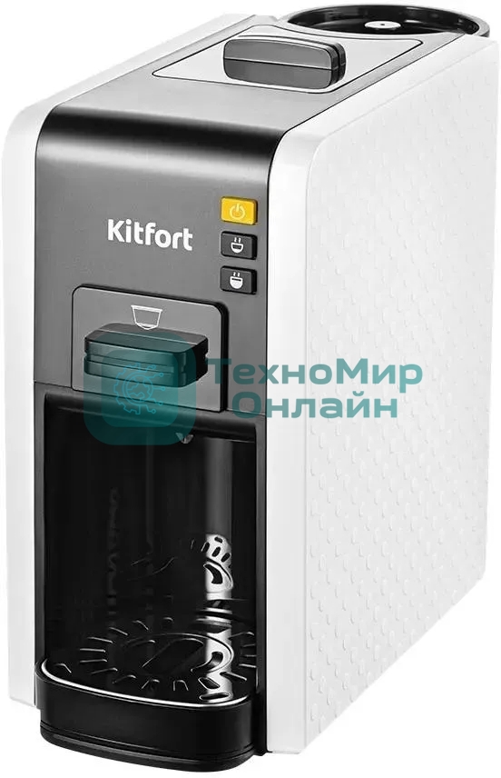 Кофеварка рожковая Kitfort КТ-7467 белый/черный, исп. кофе - молотый/капсулы, 0.8 л, 1100 Вт, 19 бар