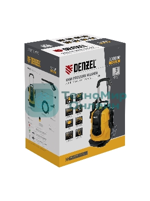 Моечная машина высокого давления Denzel R-230iD, 3300 Вт, 230 бар, 600 л/ч, асинх. двиг., бараб.