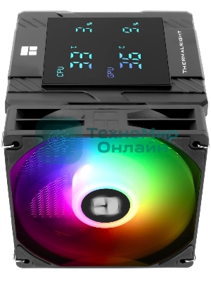 Кулер для процессора Thermalright Peerless Assassin 120 Digital Black ARGB (4-pin PWM, LED temp., 162mm, Ni/Cu, 6x6mm, ARGB, 2x120mm, 88.89CFM, 25.6dBA, 1850RPM, S: 1851, 1700, 1200, 115X, AM5, AM4, black)