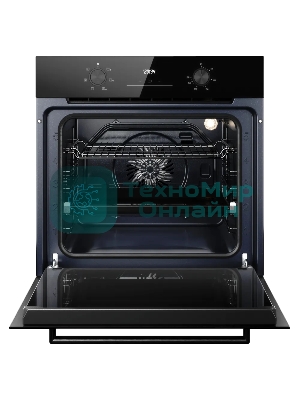 Духовой шкаф Kuppersberg HO 606 P Black line, High-Tech, 78 л, поворотное управление, утапливаемые переключатели, дисплей, таймер, 6 режимов, макс. температура 310 градусов, телескопические направляющие (на 1 уровень), цвет черный, цвет фурнитуры черный