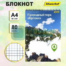 Блокнот Silwerhof Координаты России, Природный парк Ергаки, A4, обложка картон, 80 л, клетка, гребень