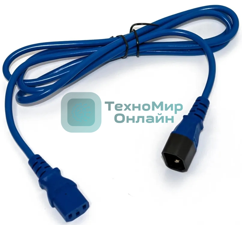Шнур питания C13-C14, 3х0.75, 220В, 10А, синий, 1 метр