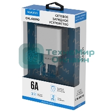 Сетевое зарядное устройство Maxvi CHL-602PD 30W, 6A, QC 3.0, 1xUSB-A, 1xUSB-C, белый
