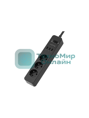 Удлинитель с USB зарядкой HARPER UCH-315 черный