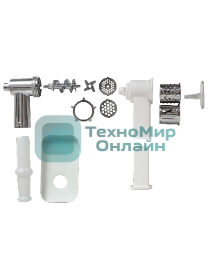 Мясорубка электрическая JVC JK-MG124 белый, 2000 Вт, 2.0 кг/мин, реверс, защита от перегрузки, насадки - 4