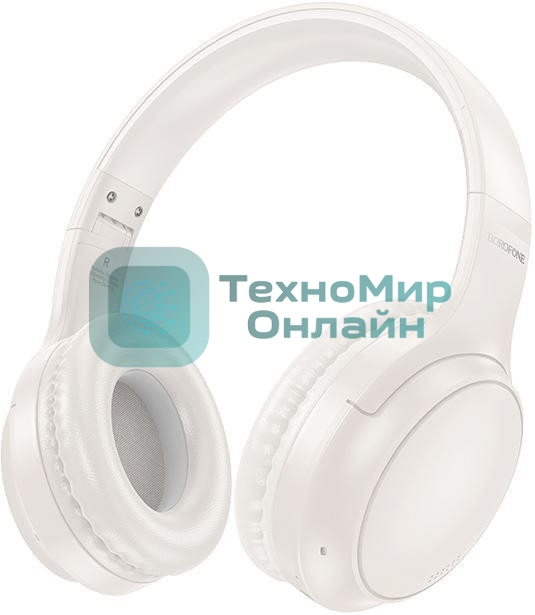 Беспроводные/проводные наушники Borofone BO29 Milky белый, накладные, Bluetooth 5.3 + проводной, складная конструкция, микрофон, до 20 ч
